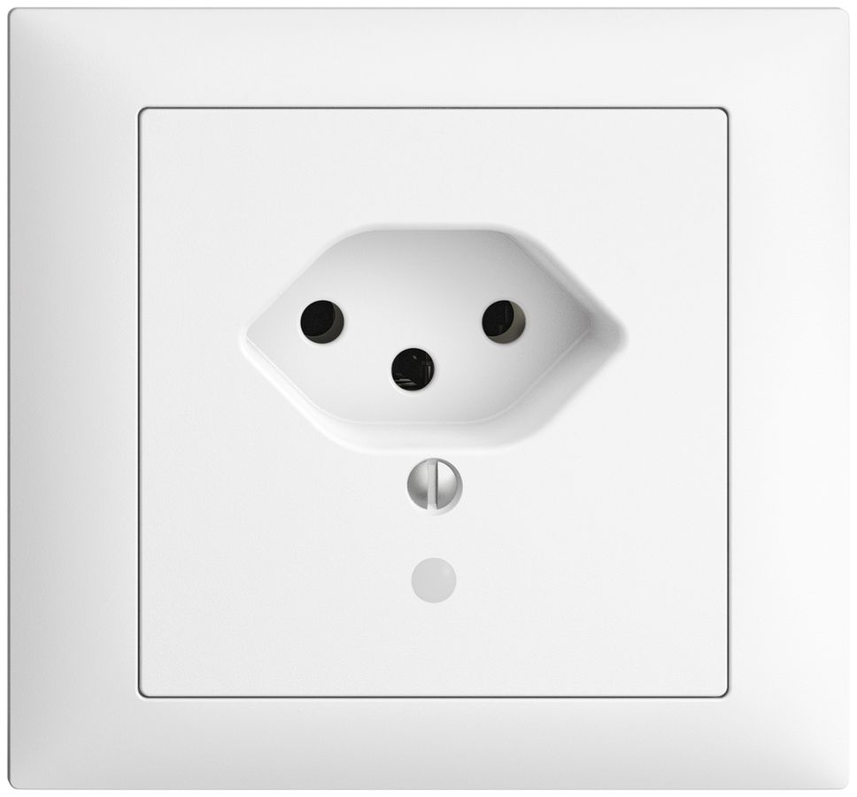 EB-Steckdose EDIZIOdue T13 weiss mit LED grün