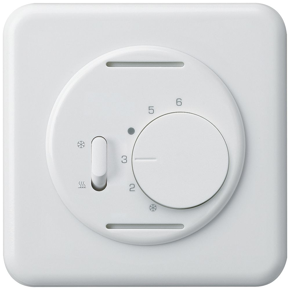 UP-Thermostat Hager basico, mit Schalter Heizen/Kühlen, weiss