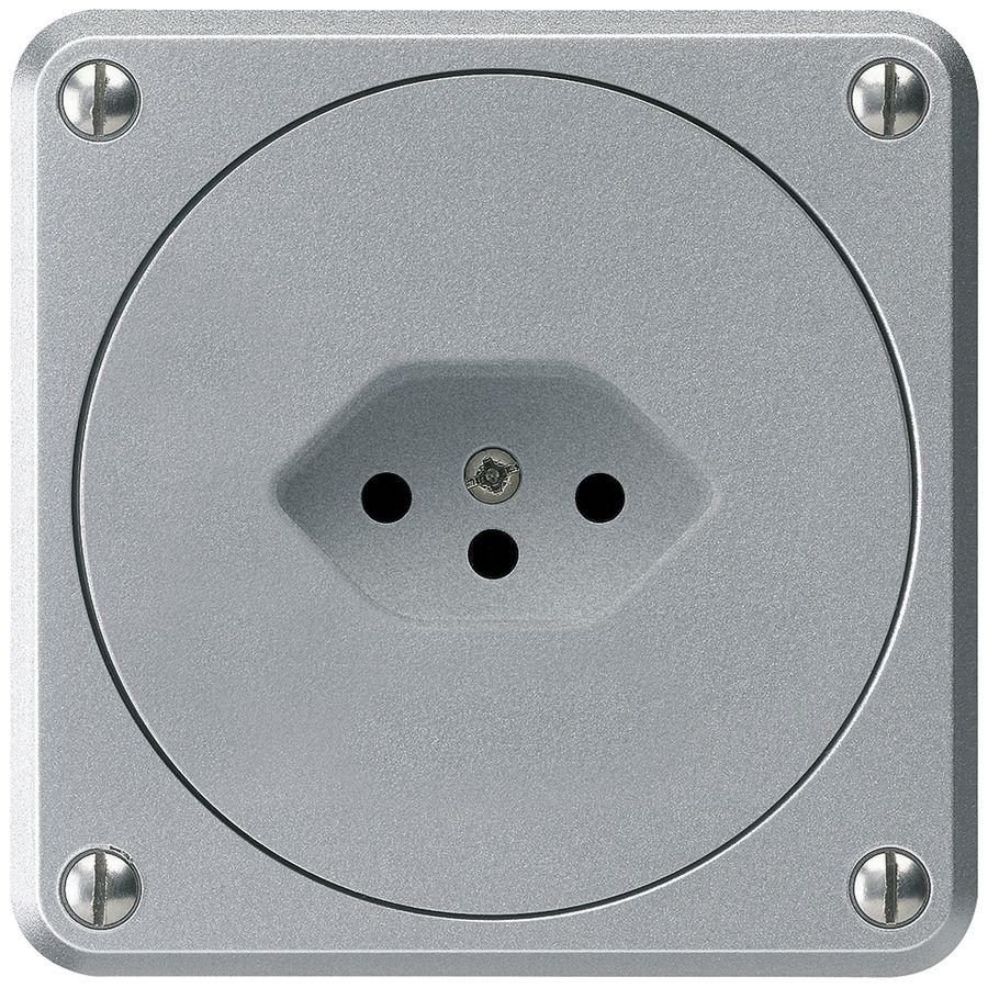 UP-Steckdose robusto Typ 13 aluminium ohne Klappdeckel für Kombination