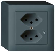 AP-Steckdose kallysto 2×T13/1 anthrazit mit Kinderschutz
