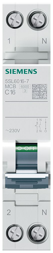 Leitungsschutzschalter Siemens SENTRON 5SL6 1LN 230V C 16A 6kA 1TE