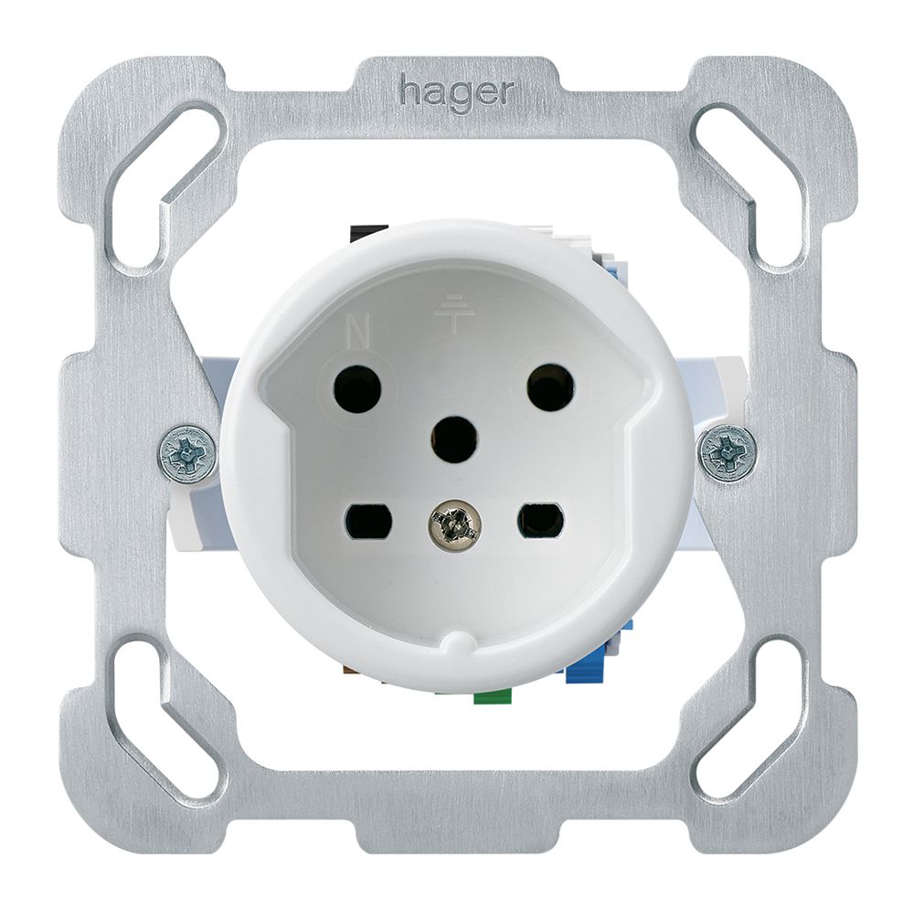 Einsatz zu UP-Steckdose basico T15 mit Befestigungsplatte weiss