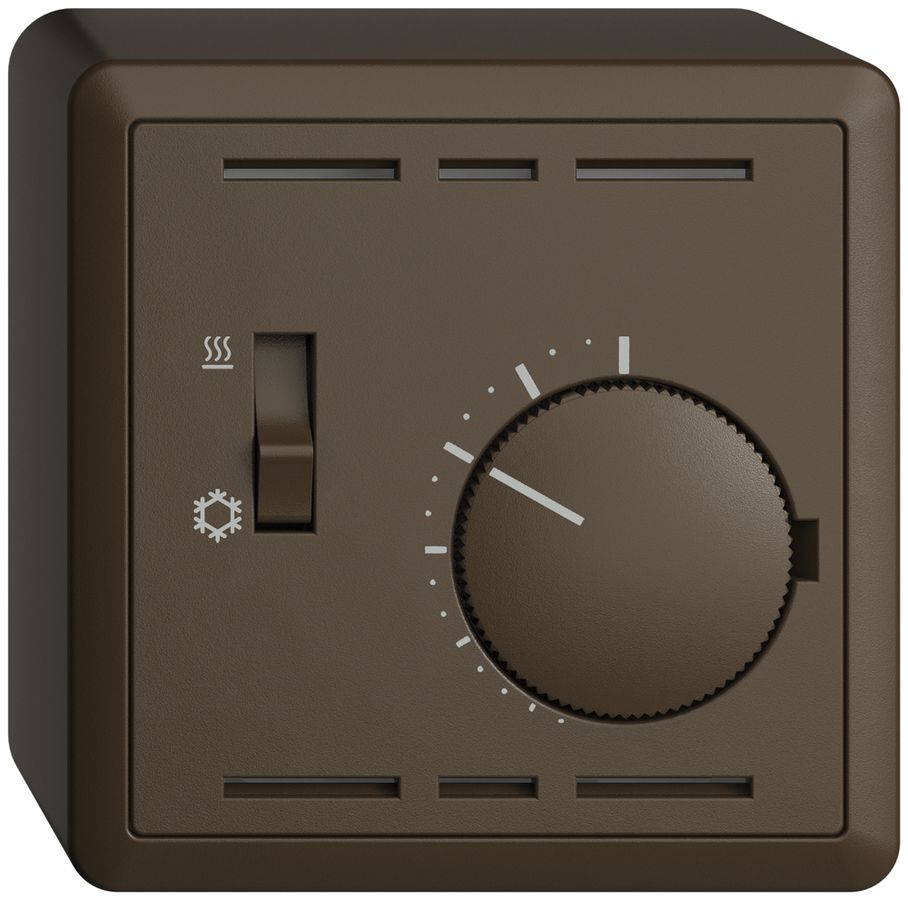 Termostato AP EDIZIOdue, c.interruttore, 74×74mm, coffee