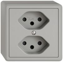 AP-Steckdose EDIZIO.liv SNAPFIX® 2×T13 mit Shutter hgu