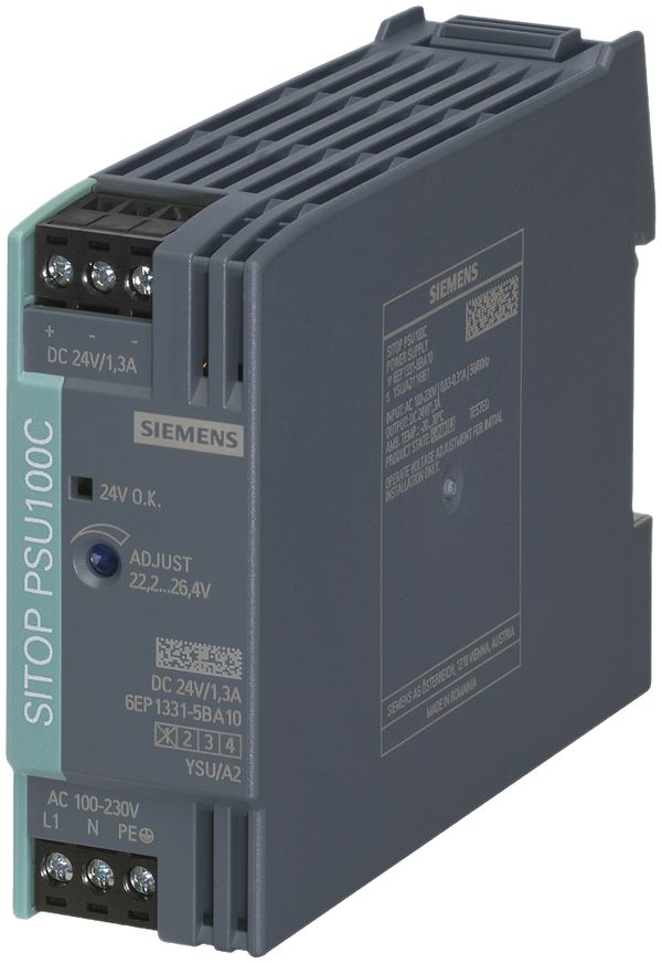 Alimentation Siemens SITOP PSU100C, IN:120…230VAC(110…300VDC), OUT:24VDC/1.3A