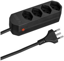 Steckdosenleiste COMPACT 1.5m 4×T13 Reset-Knopf, schwarz