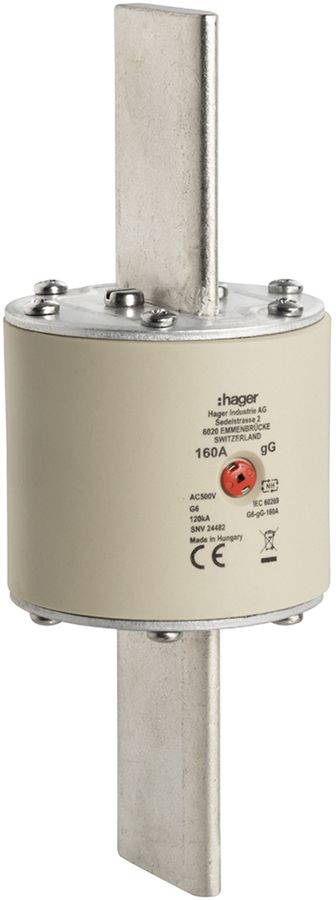 Fusible HPC Hager SEV G6 500VAC 630A gG/gL avertisseur central inoxydable