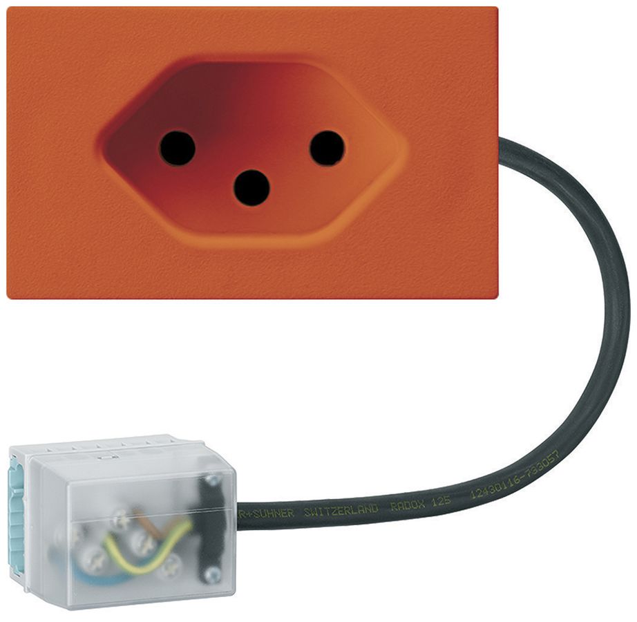 Prise INC 1×type 13 Hager FLF pour câble plat Ecobus power L1 orange