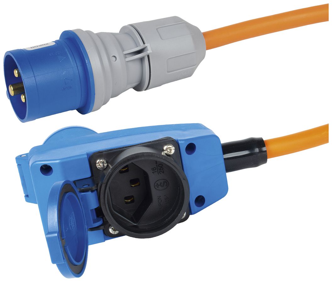 Câble de rallonge Steffen GdV 3×2.5mm² 10m CEE16/CEE16+T23 blanc