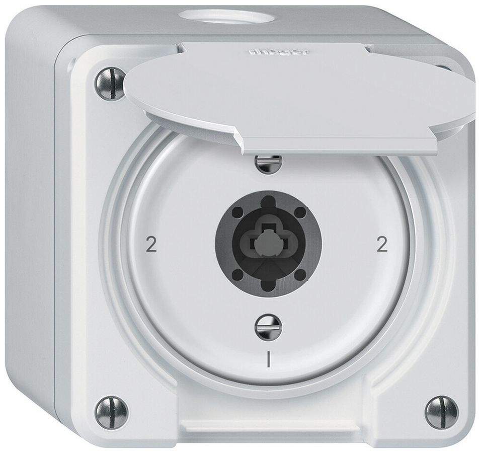 AP-Schlüsselschalter robusto Wechselschalter 16A 250V 86×86mm weiss