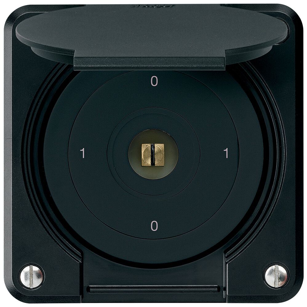 UP-Steckschlüsselschalter robusto IP55 mit Klappdeckel S0/1P schwarz Vierkant