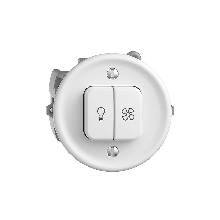 Interrupteur p.lumière+ventilation STANDARDdue blanc, contrôle, LED jaune