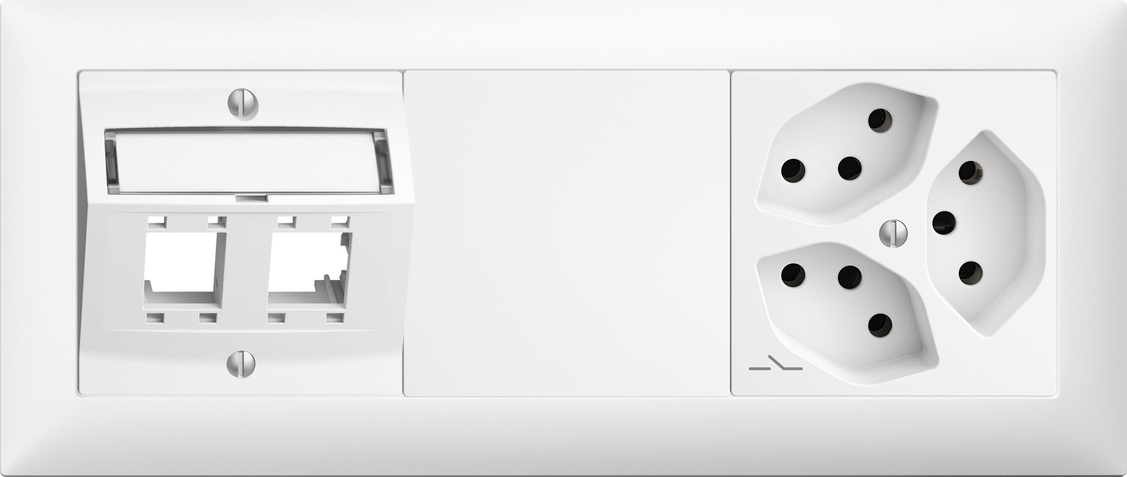 Combinazione INC Edue 1×3, Kit m.p.2×RJ45 + Copertura + 3xT13 1S bi