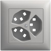 UP-Montageset Feller EDIZIOdue, für Steckdose 3×T23 1×getrennt, hellgrau