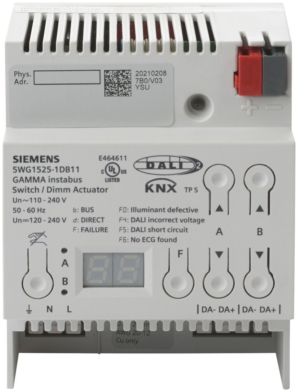 REG-KNX-Schalt-/Dimmaktor Siemens N 525D11, 2×20 DALI Broadcast