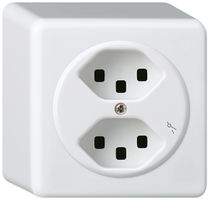 Prise AP Hager basico 2×type 23 1×S Q blanc