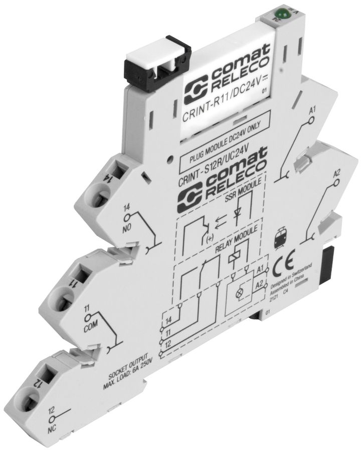 Relais d'interface ComatReleco CRINT-C121R, 24VUC, 1C AgSnO2 6A/250VAC