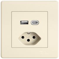 UP-USB-Ladesteckdose EDIZIO.liv SNAPFIX® USB A+C/T13 3A 230VAC cr