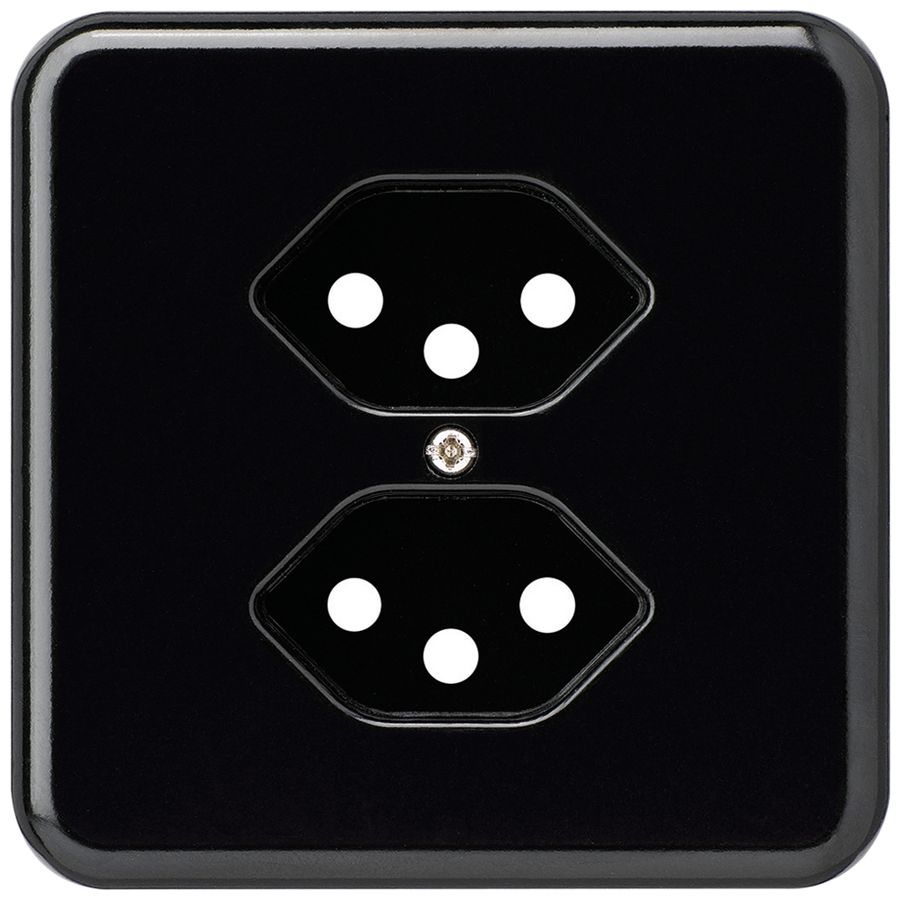 Abdeckplatte basico 2×Typ 13 schwarz mit Kinderschutz