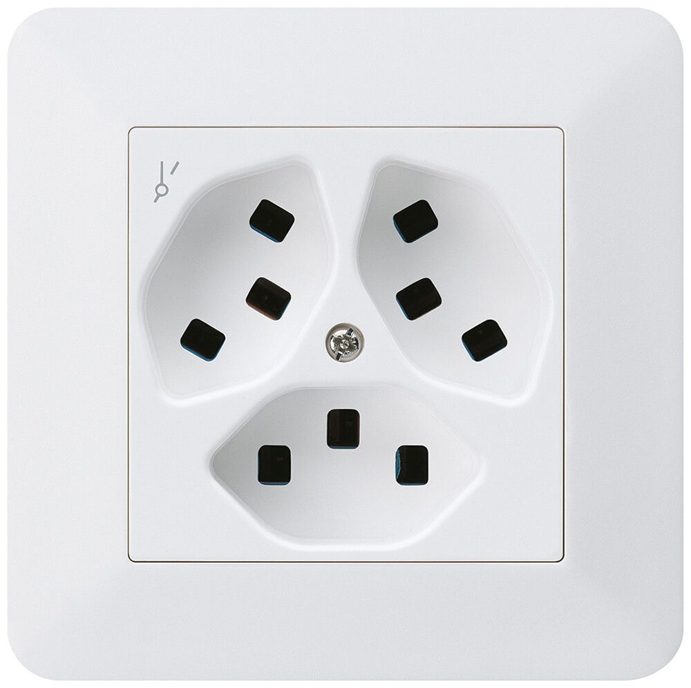 Prise ENC Hager kallysto.trend 3×T23 1×S C blanc ultra