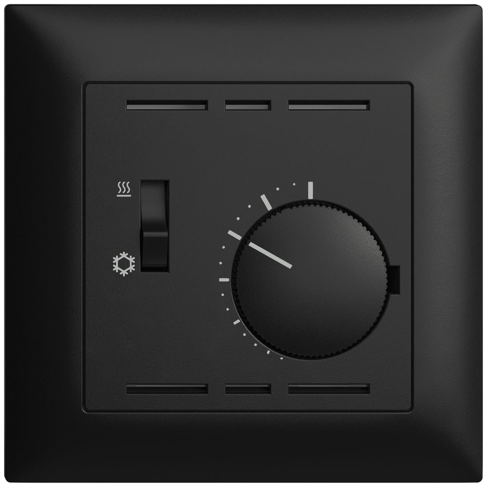 Termostato ENC EDIZIOdue, c.interruttore, riscald./refr., 88×88mm, nero