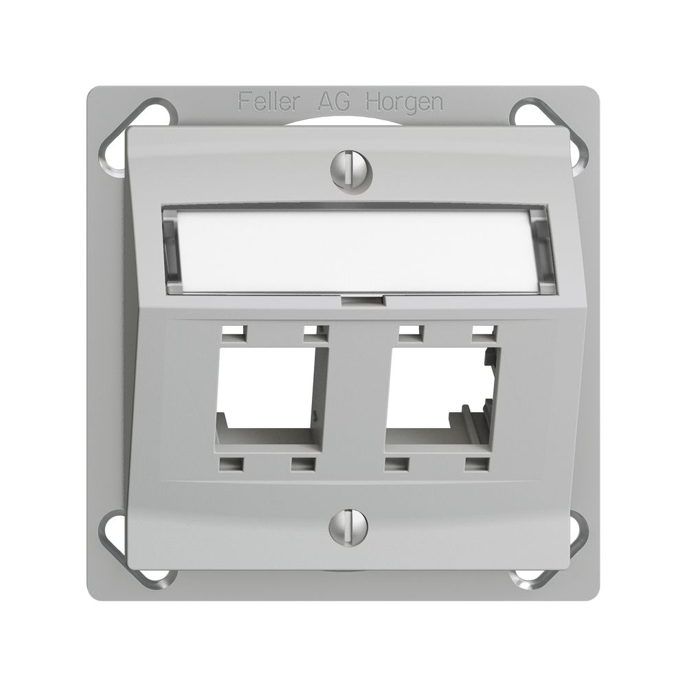 EB-Montageset EDIZIOdue, mit Schrägauslasshaube, für 2×RJ45, hellgrau