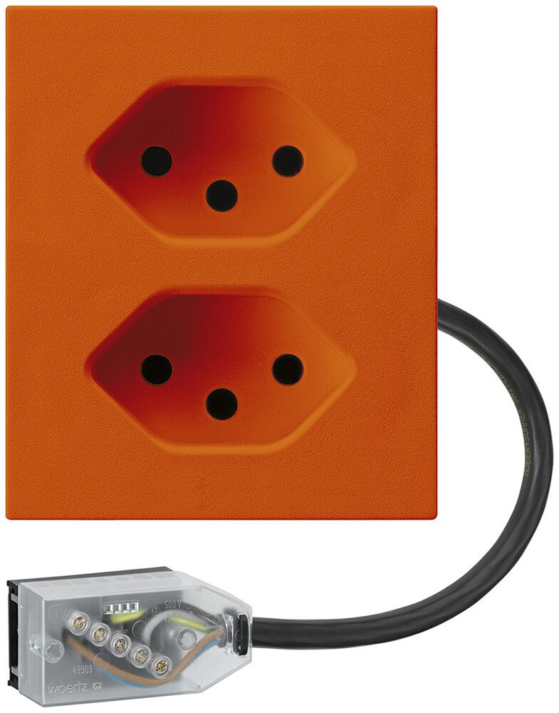 FLF-Steckdose Hager 2×Typ 13 mit Power-Dose L3 D orange