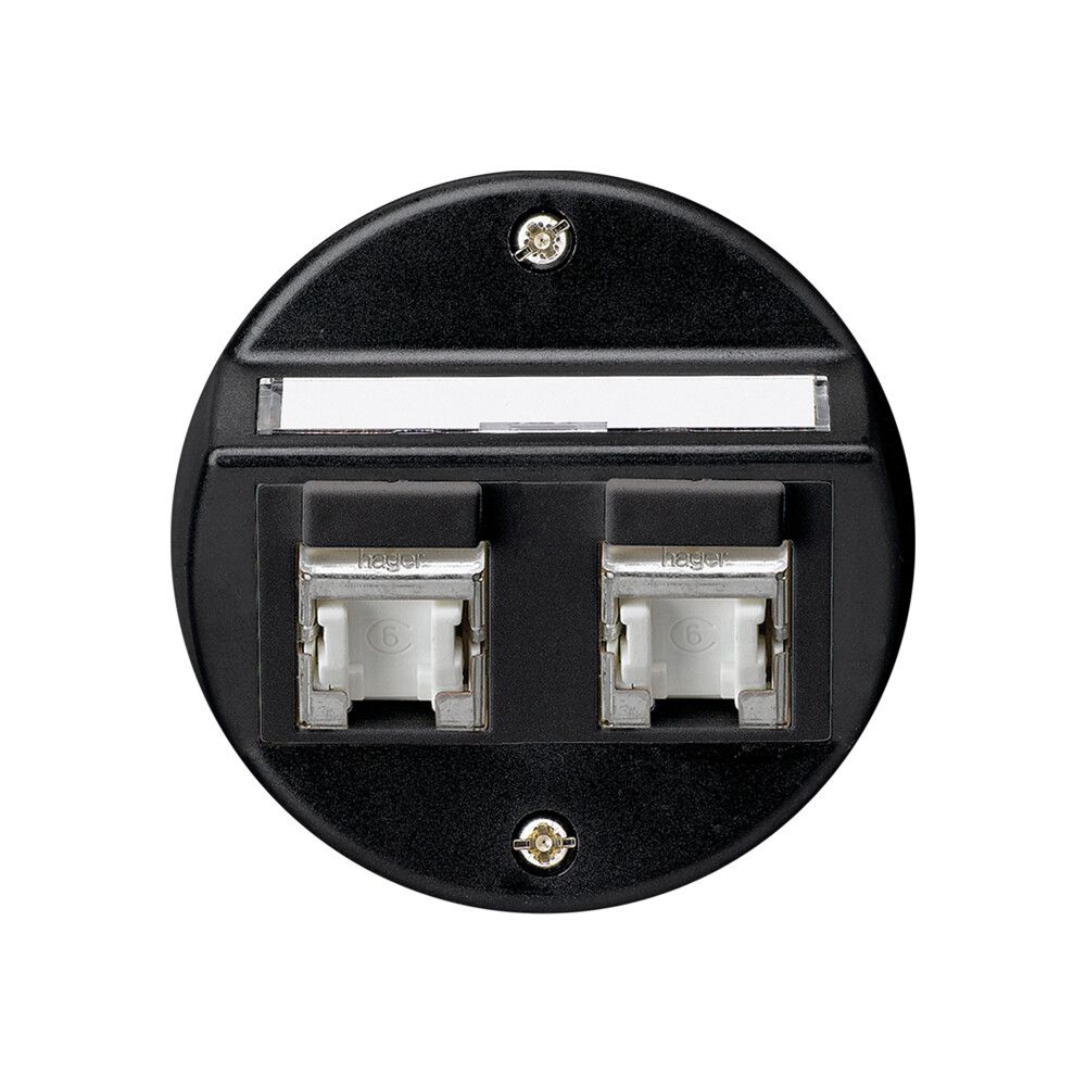 UP-Einsatz basico A Kat.6 2×RJ45/s Schrägauslass schwarz