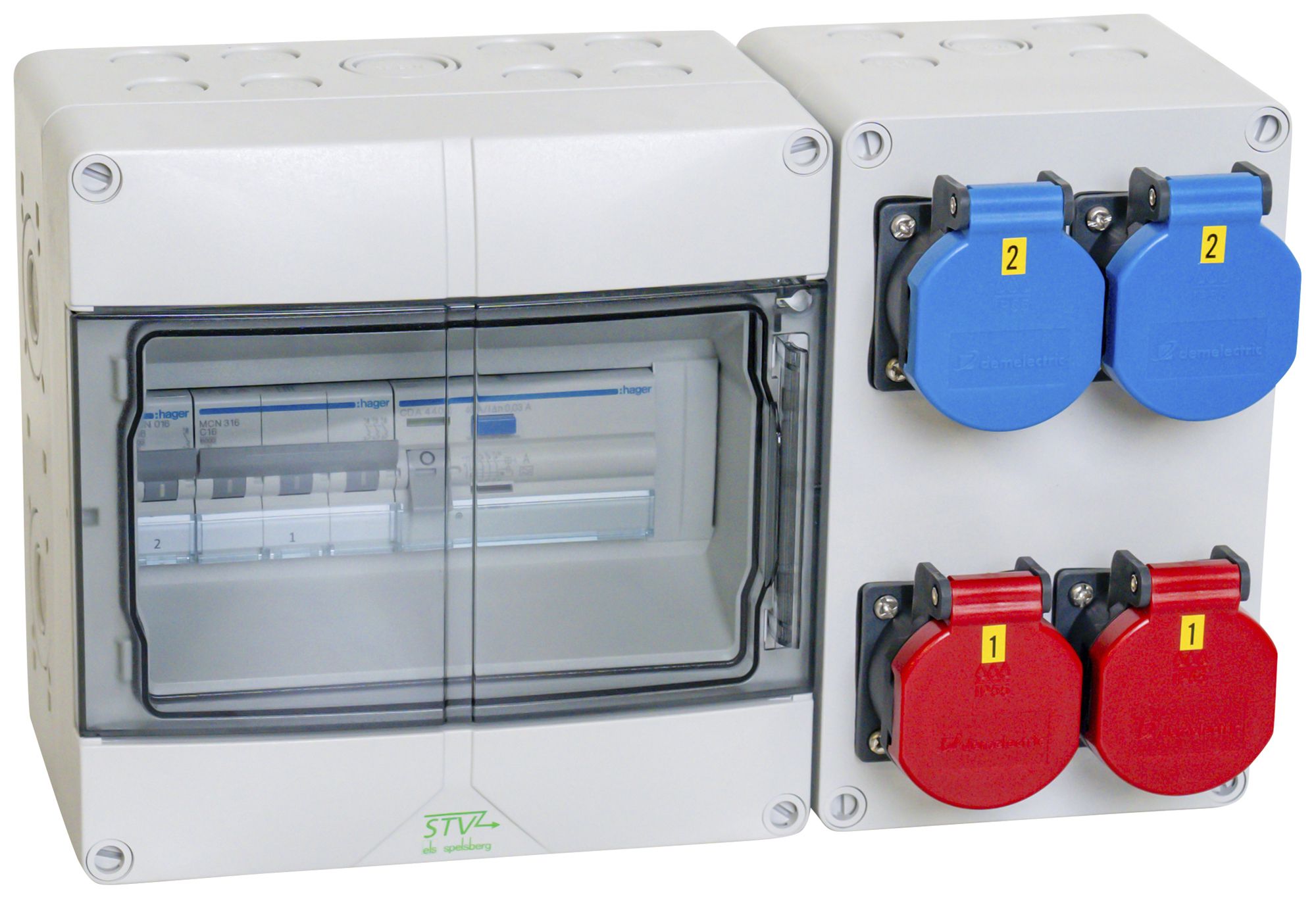 Stromverteiler DEM DB20958 40A 2×LS 1×FI 2×T23 2×T25