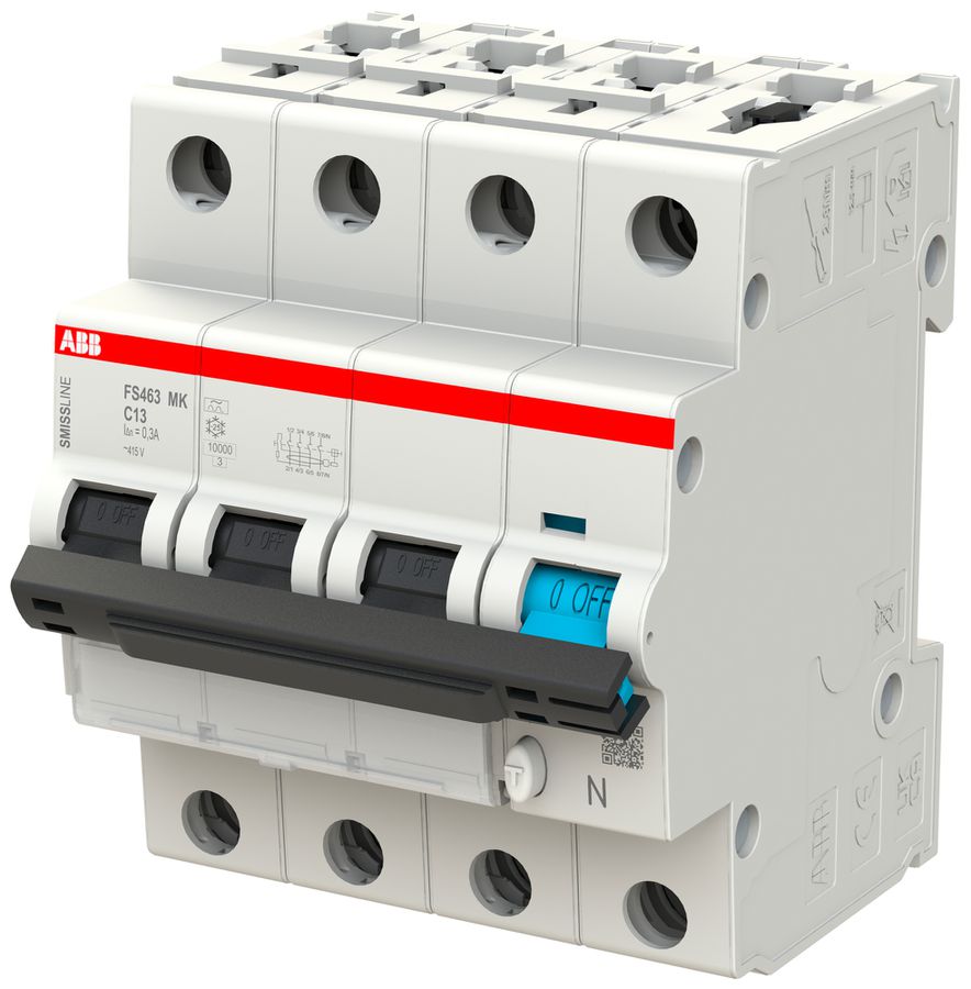 Disgiuntore differenziale ABB FS463MK SMISSLINE CL C-13A/300mA 3LN 10kA tipo F