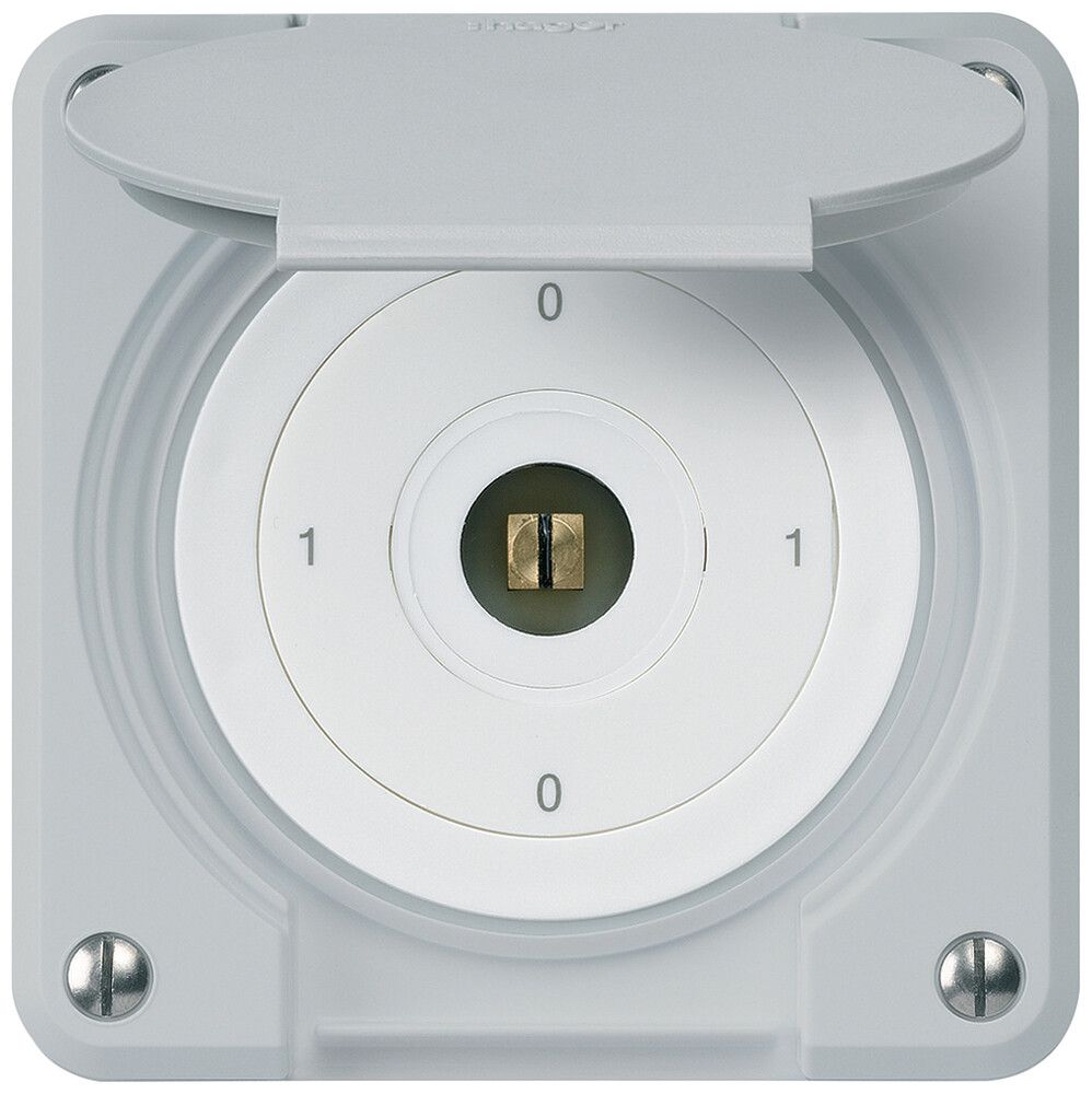 Interrupteur à clé carrée ENC robusto IP55 avec clapet S0/3P gris