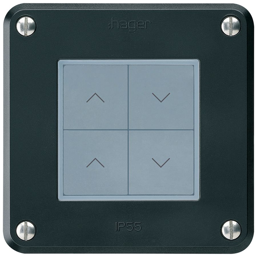 UP-KNX-Storentaster Hager BA robusto C 4-fach 86×86mm schwarz