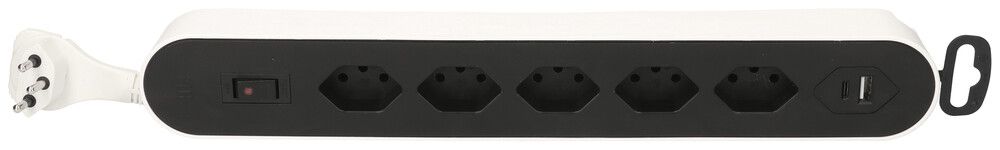 Steckdosenleiste MAX HAURI Design/Line 5×T13, 2×USB Td 3×1mm² 2.2m weiss/schwarz