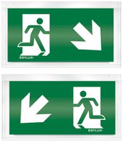 Plaque avec pictogramme ESYLUX pour SLX recto/verso flèche vers le bas d/g