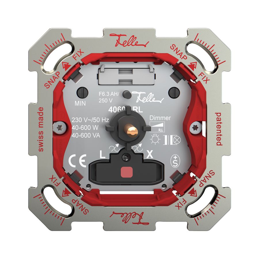 UP-Dimmer Feller SNAPFIX® bel.rt Phasenanschnitt 40…600W/40…600VA