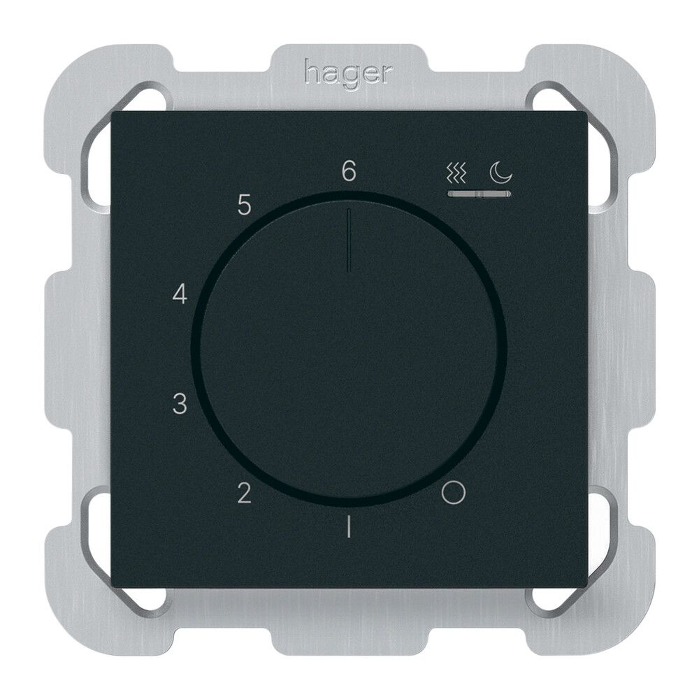 UP-Raumthermostat kallysto An/Aus 230VAC 16A 77×77mm schwarz