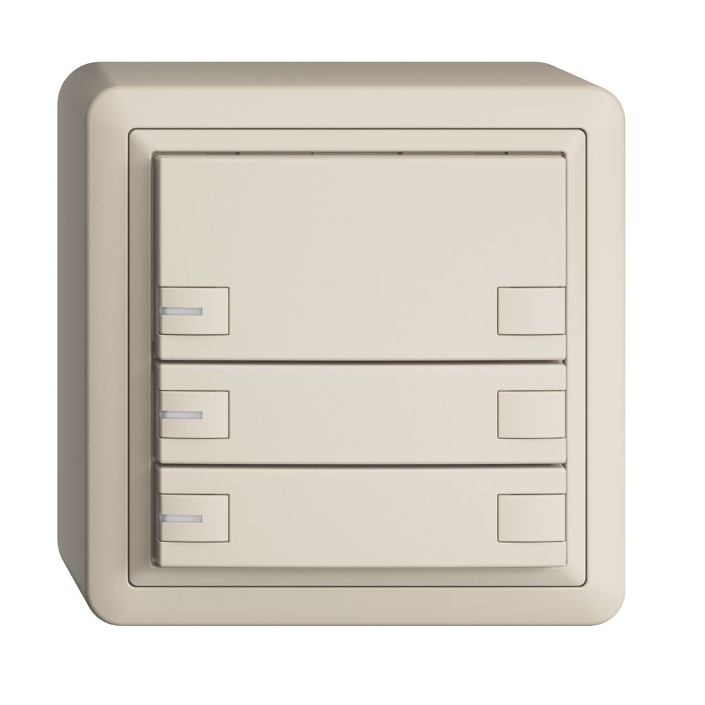 Poussoir KNX RGB AP EDUE, 250mW, a.LED RGB, 3×poussoir, comm.2×touches, crema