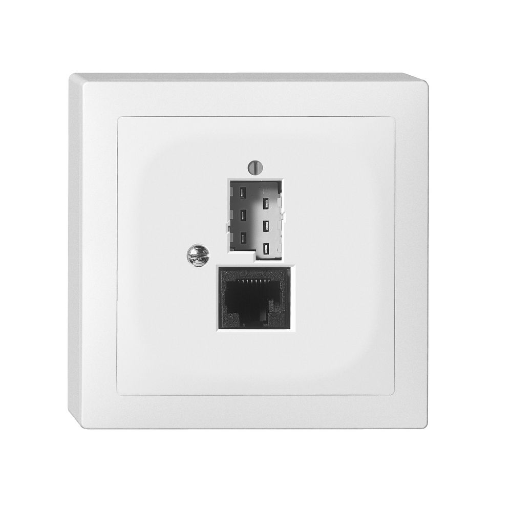 Prise AP SIDUS A T+T/1×RJ45 blanc brillant