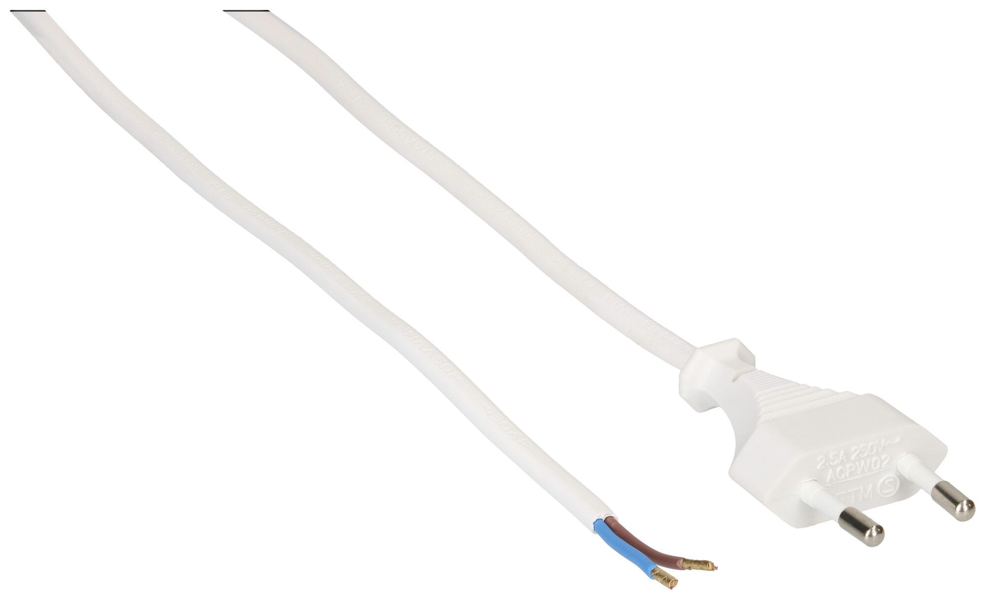 Anschlusskabel MH WIRE PVC 2.5A 230V 2×0.75mm² T26 gerade 3m ws
