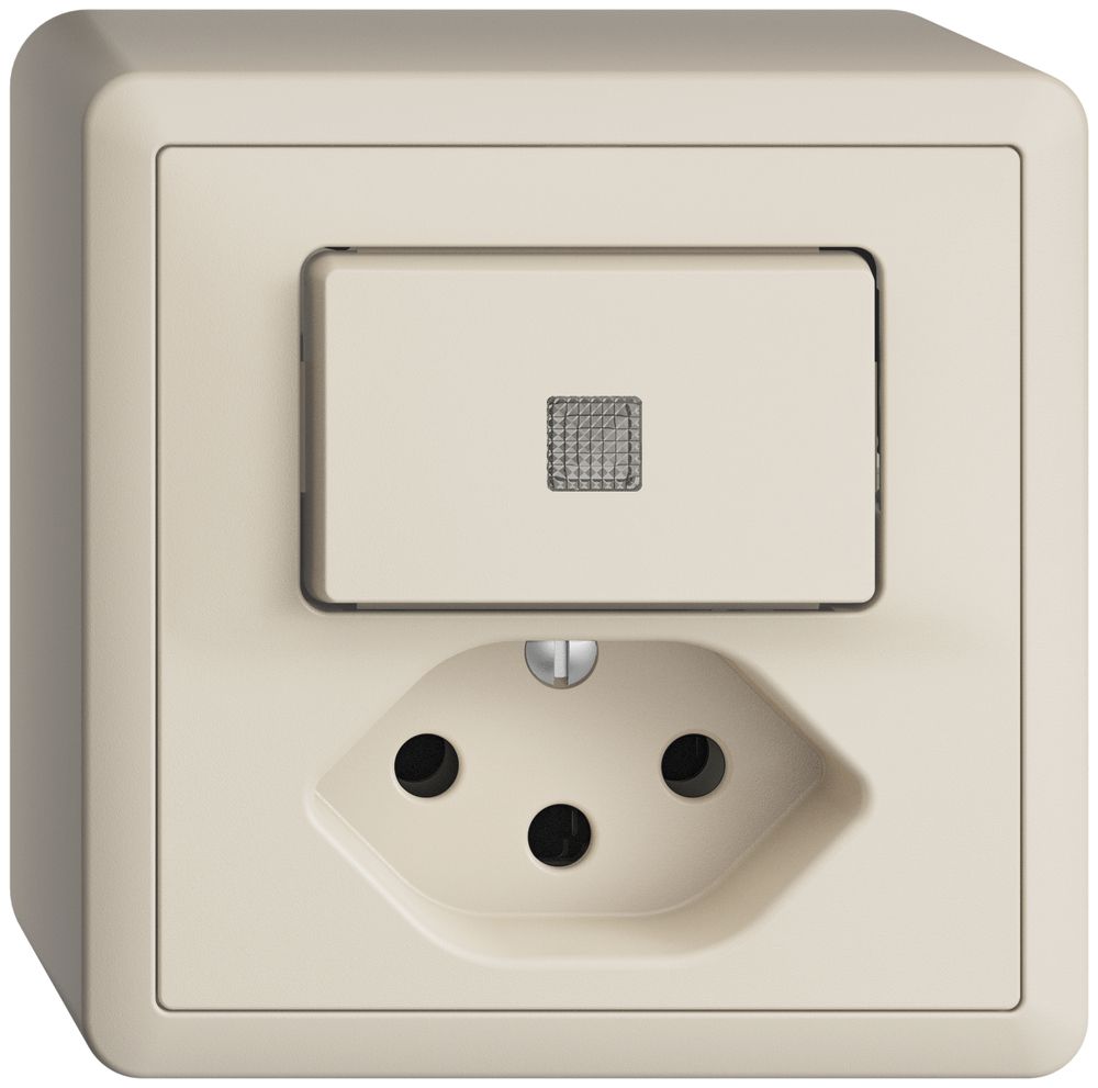 AP-Leuchtkombination 3/1L+T13 crema, LS EDIZIOdue mit Linse, LED gelb