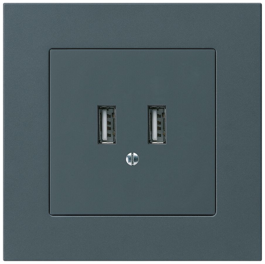 UP-USB-Ladesteckdose Hager kallysto.pro 240V 2400mA anthrazit
