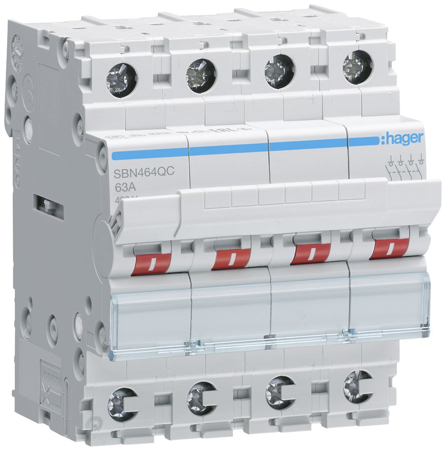 REG-Ausschalter Hager quickconnect 63A 400V 4 Schliesser 0 Öffner 0 Wechsler 4TE