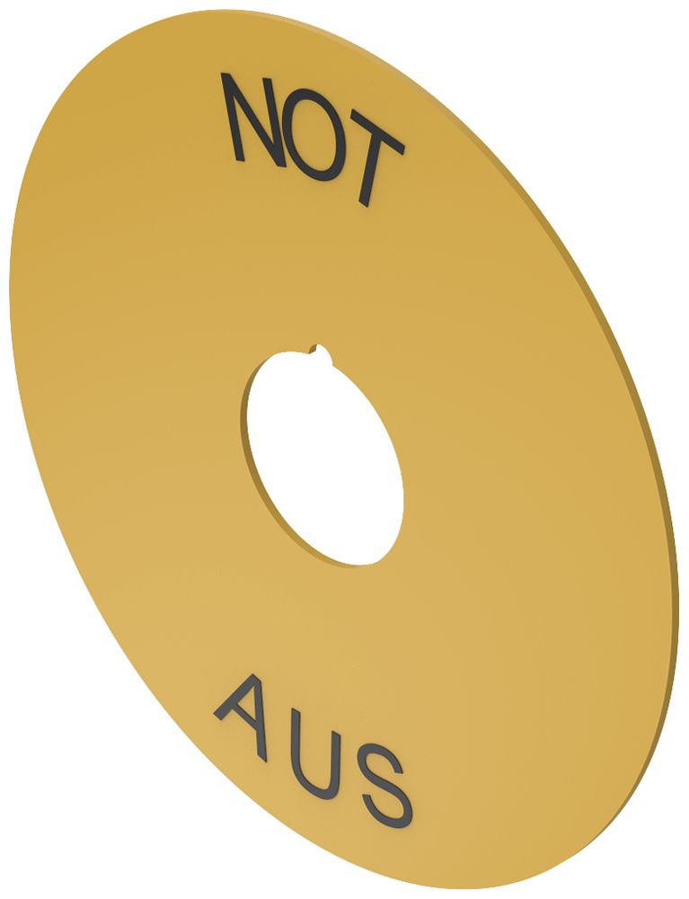 Bezeichnungsschild EAO 04, Ø59mm, mit Text NOT AUS, gelb