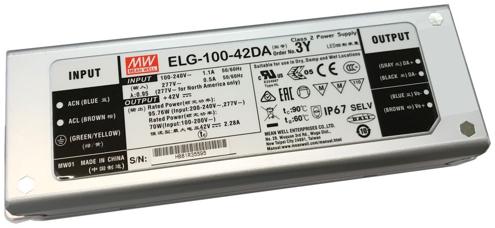 LED-Konverter ELBRO ELG-100-42DA, 180…305VAC / 254…431VDC