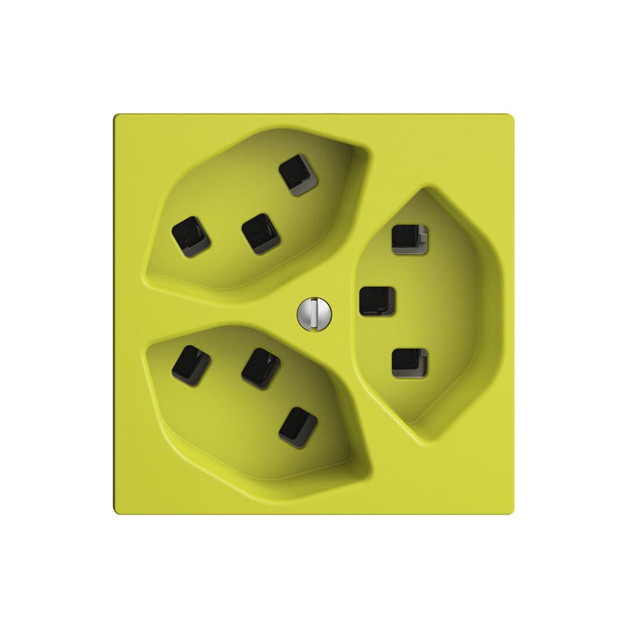 Presa EDIZIOdue 3×T23 lemon 16A, con morsetti innest.
