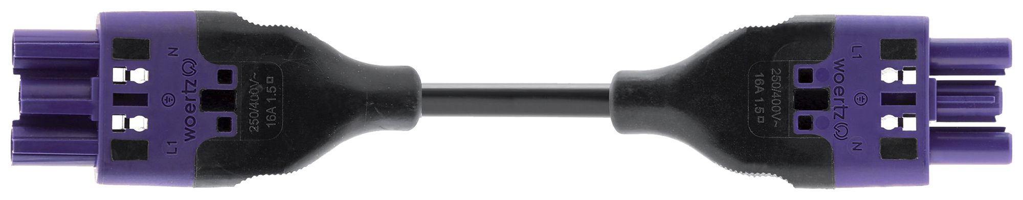 Câble de connexion Woertz 49343/C1 3×1.5mm² 250V 16A 1m vi prise fiche Cca