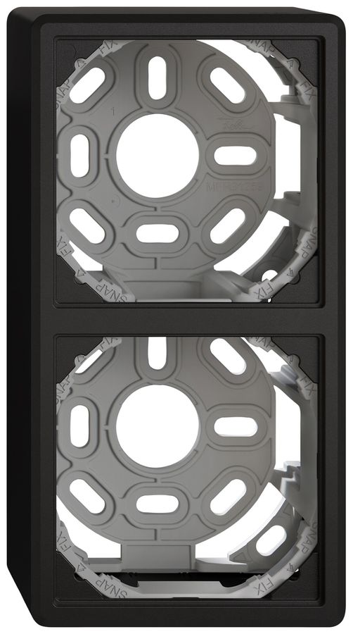 AP-Kappe EDIZIO.liv SNAPFIX® mit Befestigungsbügel für 2 Apparate schwarz