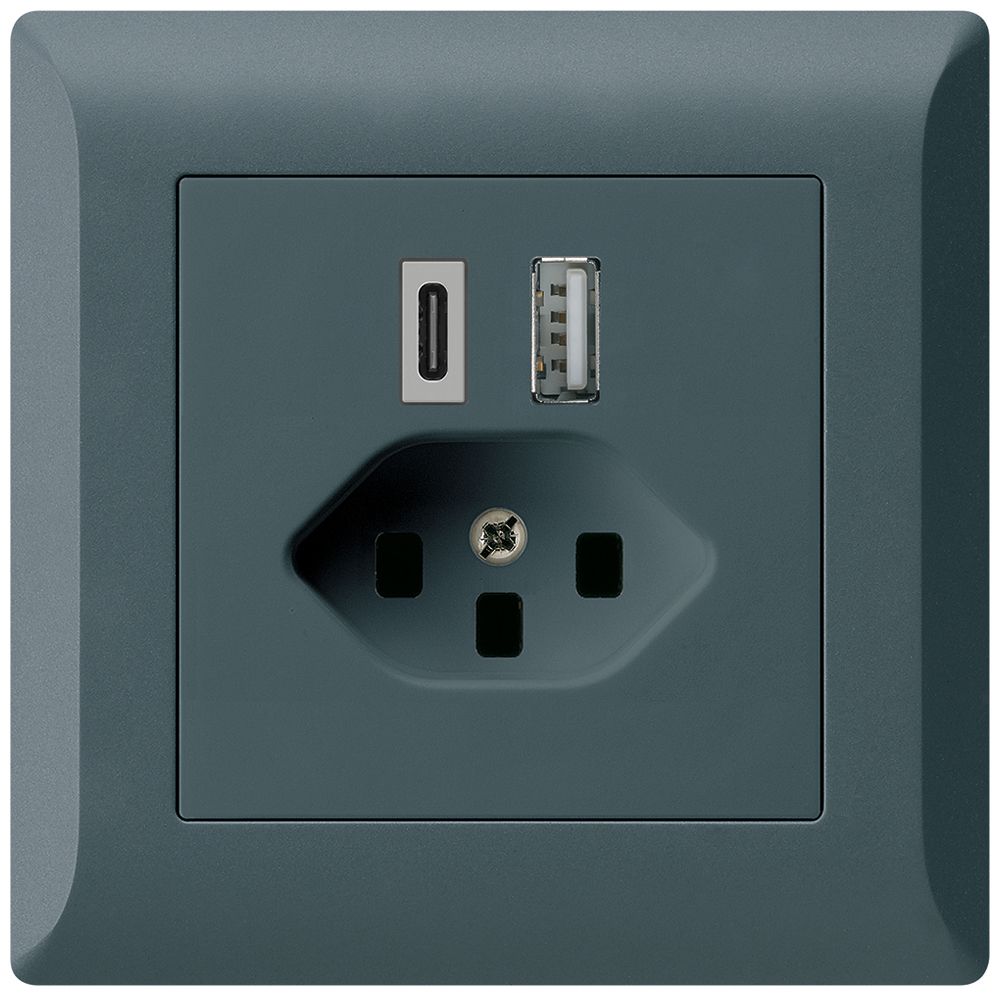 Prise de charge USB ENC kallysto.line 18W PD 1×type A 1×type C T23 anthracite