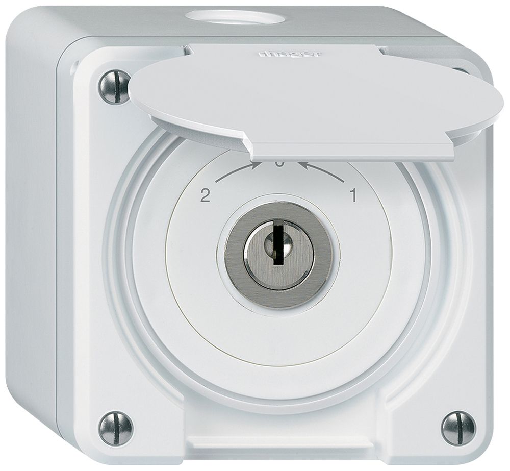 AP-Schlüsselschwenktaster robusto IP55 weiss mit Deckel Wechsler