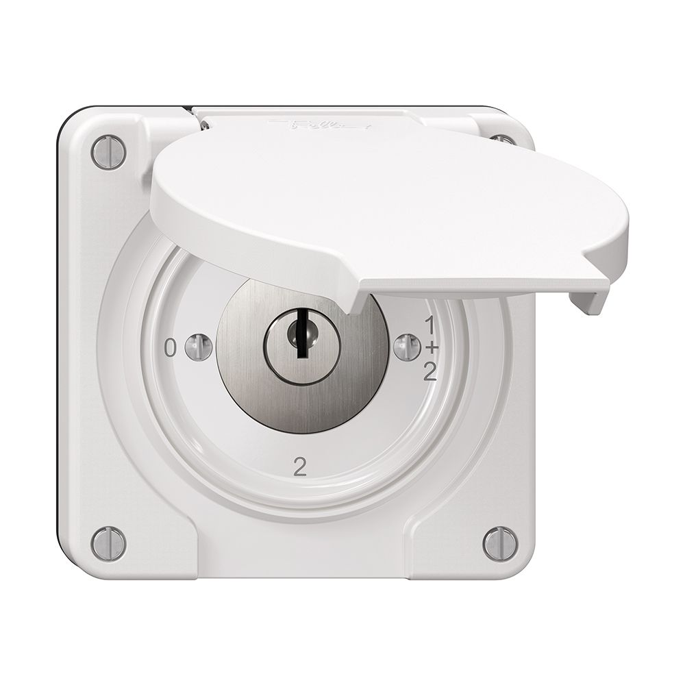 Interrupteur rotatif NEVO N.CO 1/1 L avec serrure&2 clés KS 0-1-1+2-2 blanc